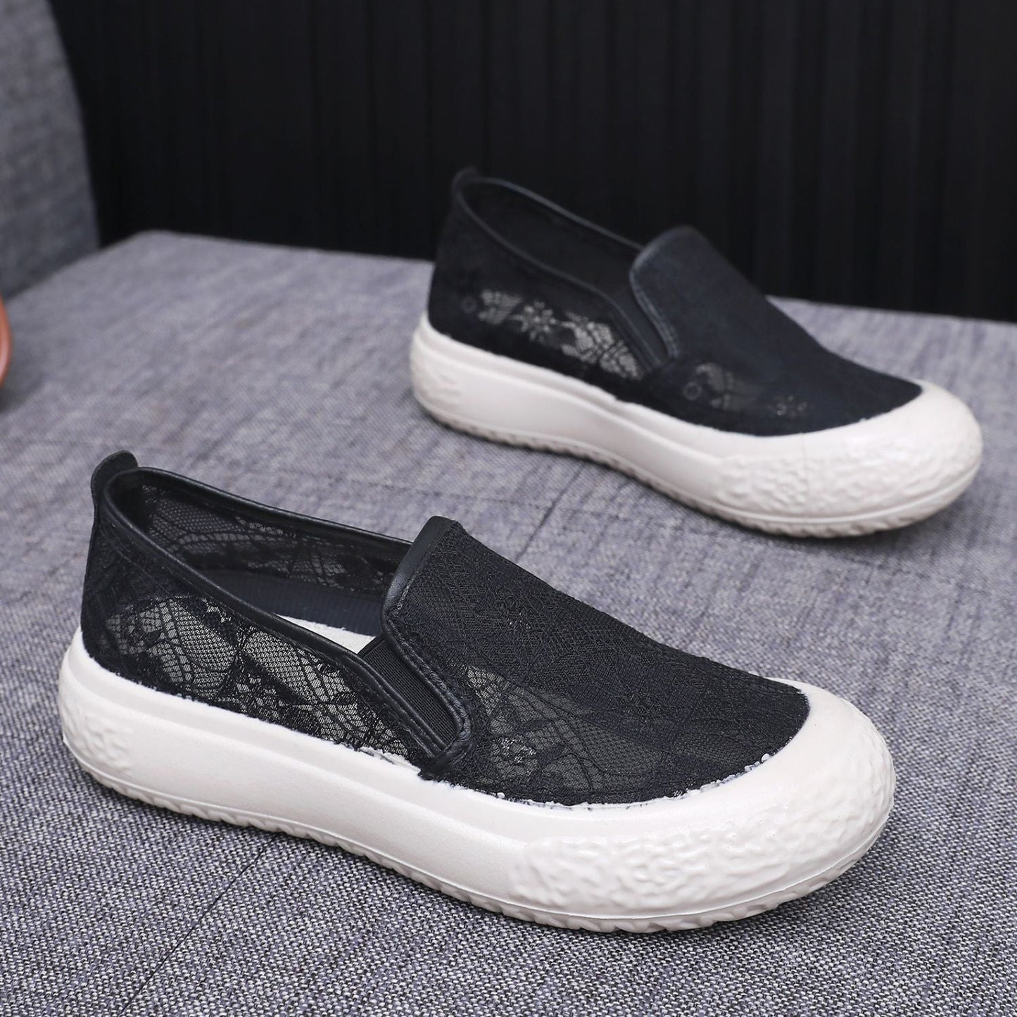 Women's New Style Hollow Mesh Breathable Platform Shoes Thick Sole Casual Shoes