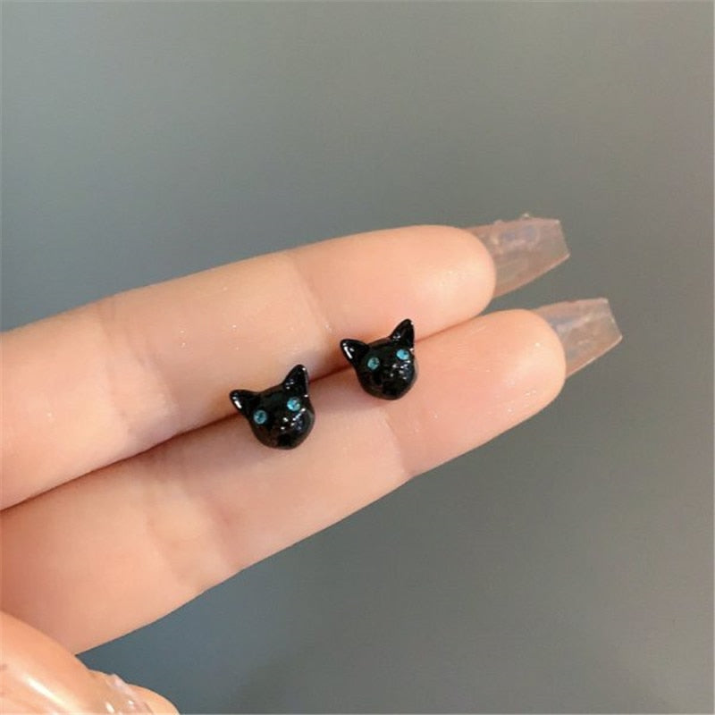 2024 New Funny Small Black Cat Earring for Women Girl Fashion Cute Animal Earrings Fashion Party Jewelry Gifts Wholesale