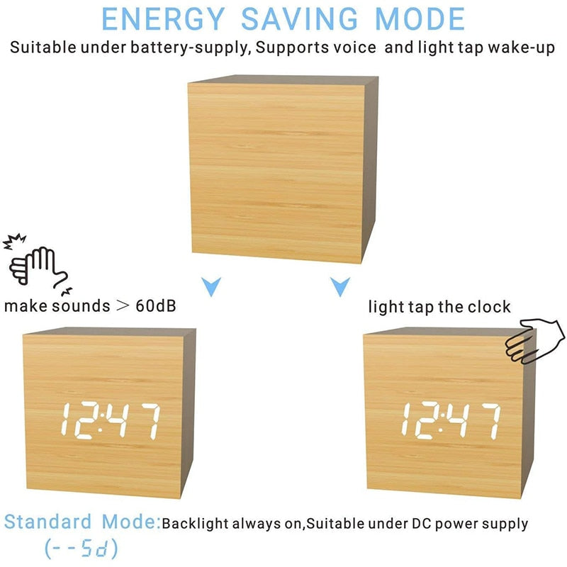 Timeless LED Wood Alarm Clock