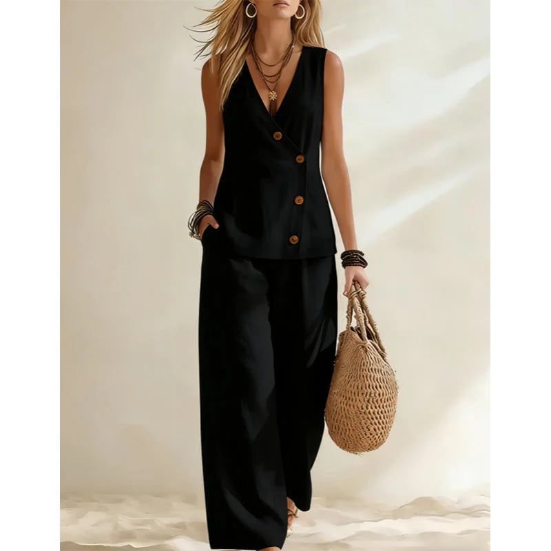 Women's Elegant Vest & Pants 2-Piece Set