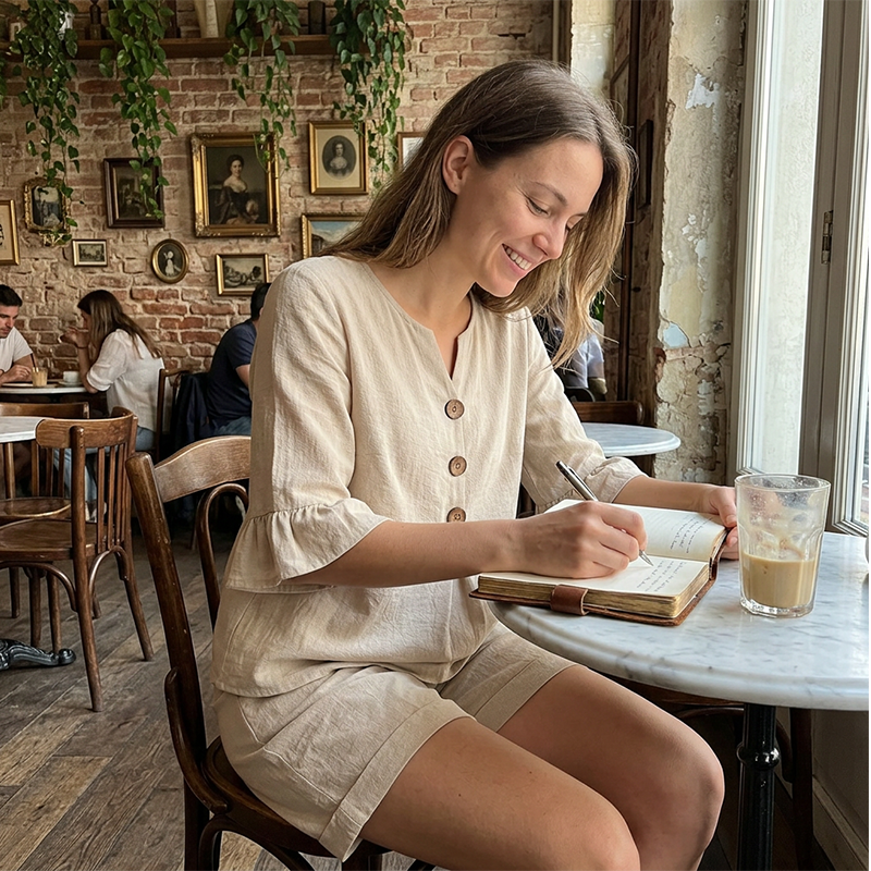 New Arrival: Women's Casual Two-Piece Set with Linen-Look Fabric and Ruffle Sleeves