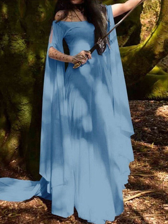 inostorTM-Halloween Long Sleeve Crew Neck Belt Ladies Dress