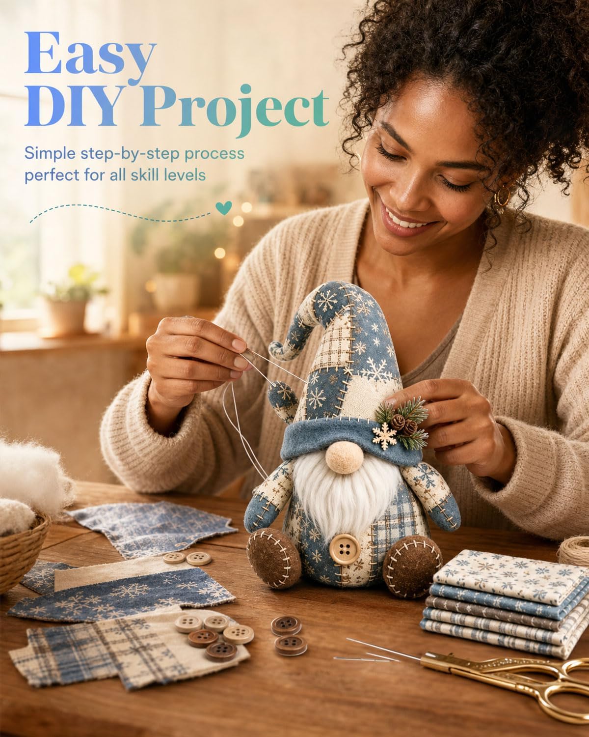 🧵Patchwork-Style Gnome DIY Kit – Create Your Own Adorable Animals