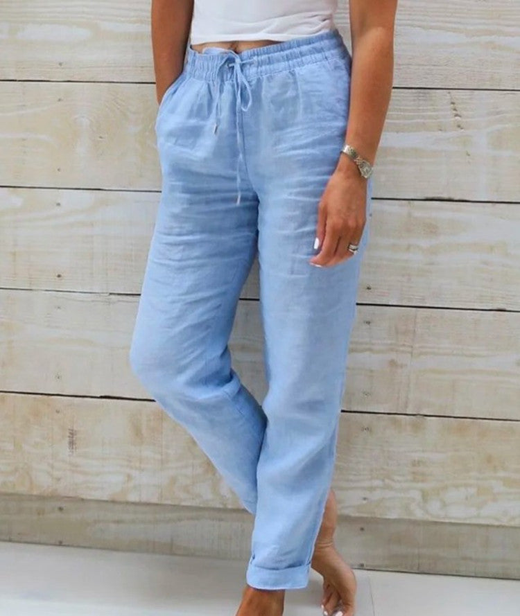 🌸Women's Elastic-Waist Cotton-Linen Casual Pants