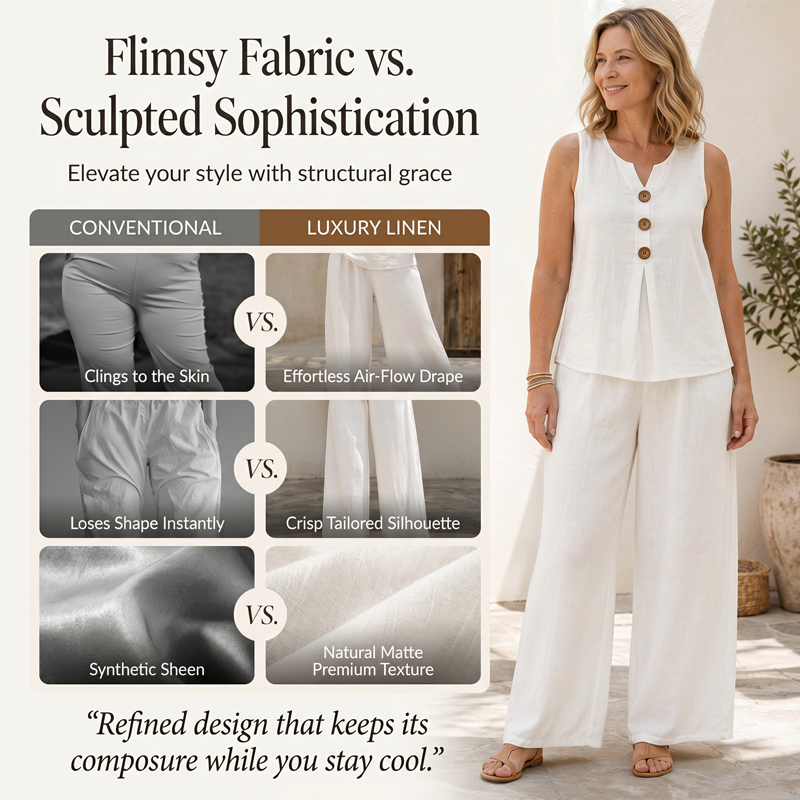 🏆 Best-Seller- Women's 2-Piece Set: V-Neck Button-Front Sleeveless Top & Trousers