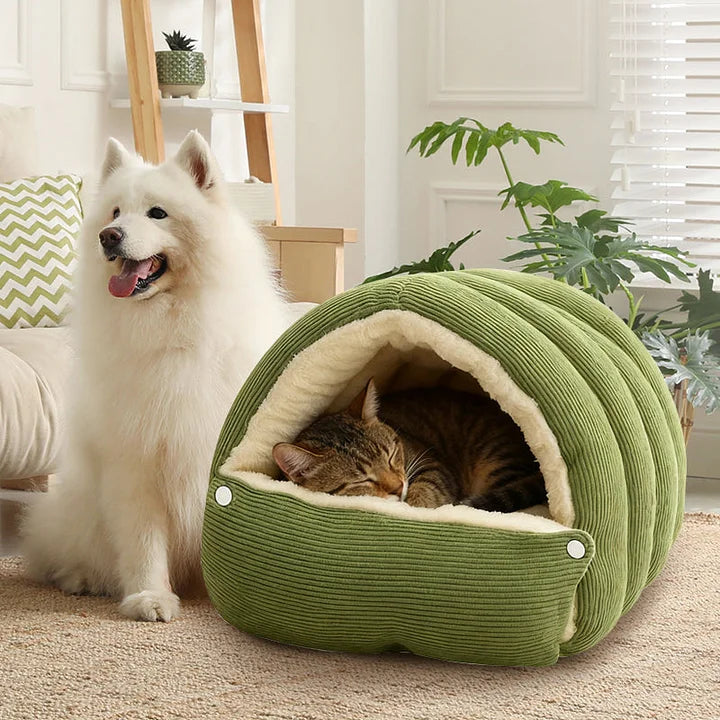🐾Plush Pet Cave - Ultra-Soft Warm Bed with Breathable Design for Cats & Small Dogs