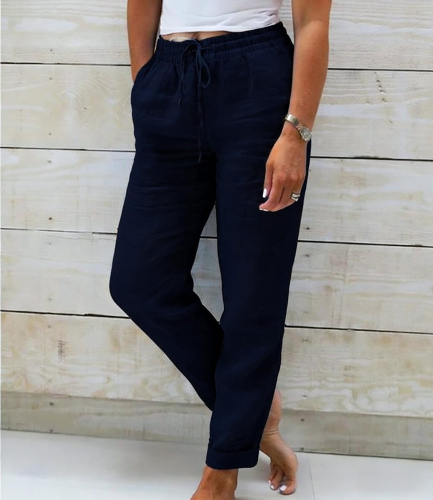 🌸Women's Elastic-Waist Cotton-Linen Casual Pants