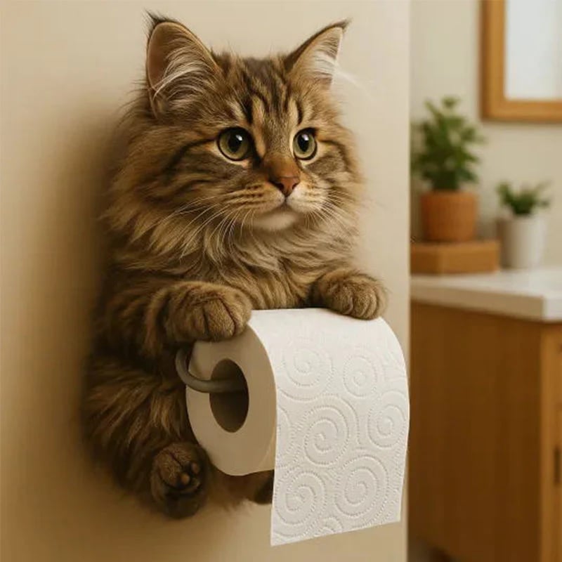 🧻Wall Mount Cat Toilet Paper Holder🐾