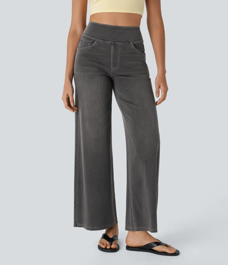 Super Stretch High-Waisted Wide Leg Jeans