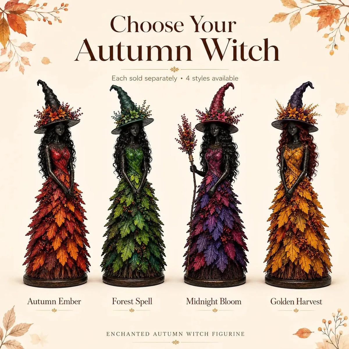 🪄🔮Cottagecore Fall Decor Idea - Magical Enchanted Witch Figurine