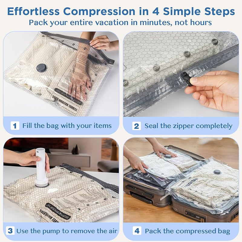 Cordless Travel Vacuum Storage Bag Set