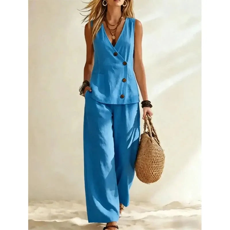 Women's Elegant Vest & Pants 2-Piece Set
