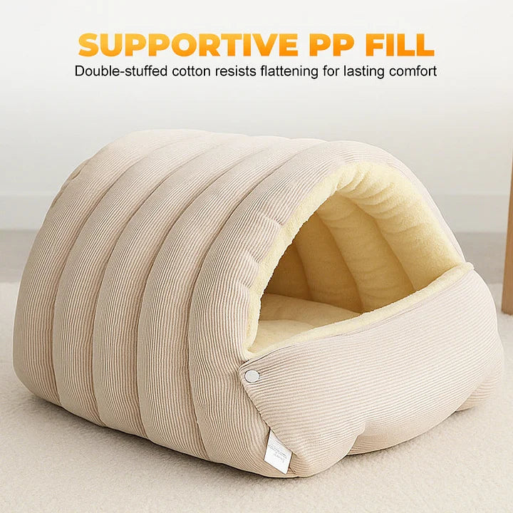 🐾Plush Pet Cave - Ultra-Soft Warm Bed with Breathable Design for Cats & Small Dogs