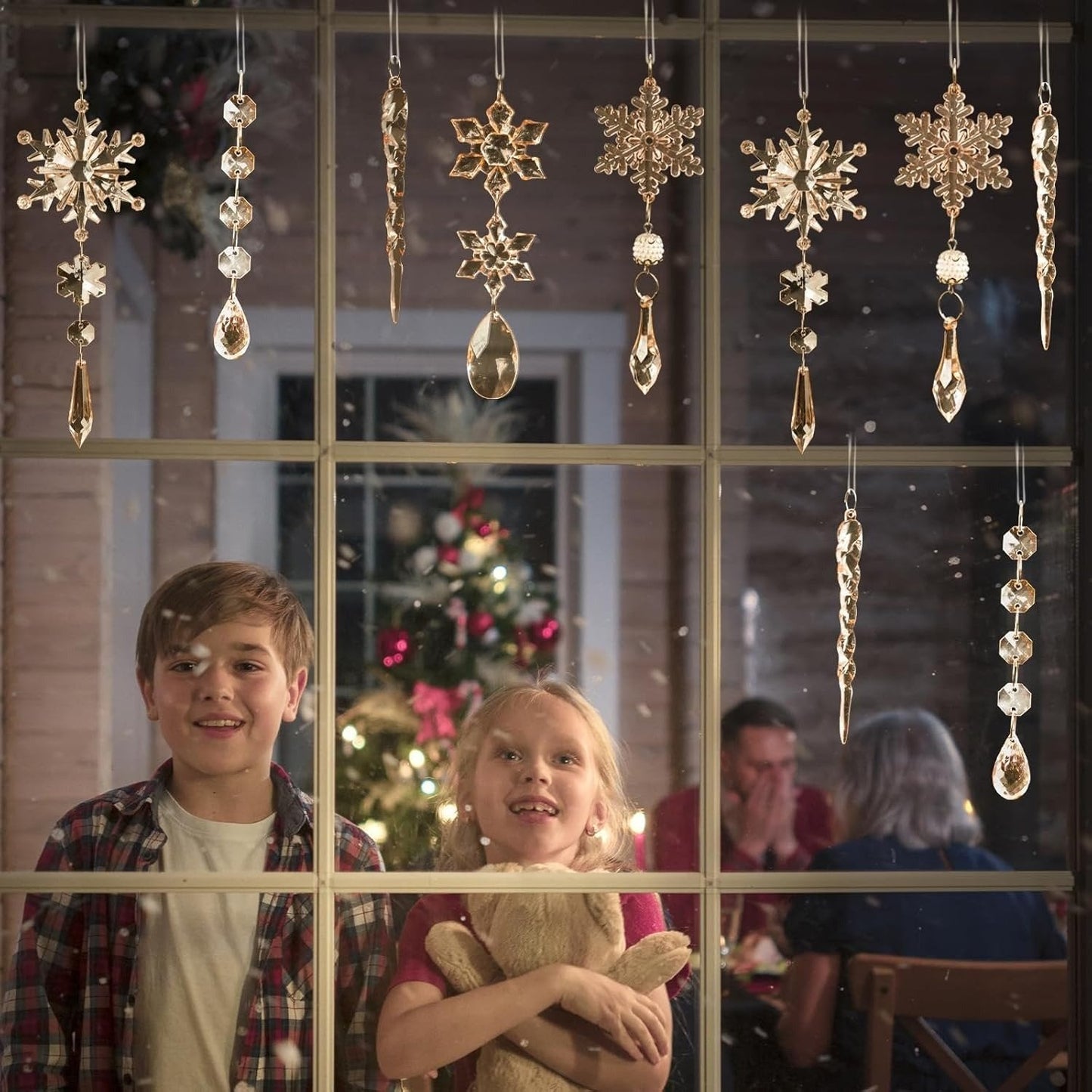 🎅Winter New Year Party Supplies Set - Crystal Snowflake Ornaments For Christmas Tree