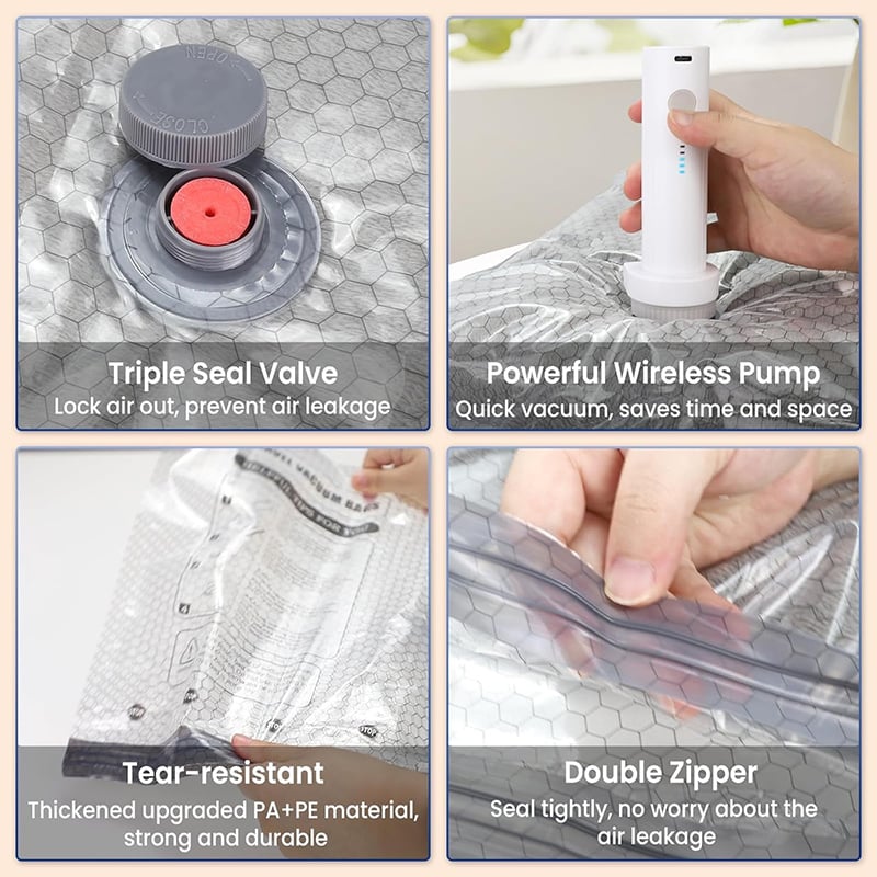Cordless Travel Vacuum Storage Bag Set