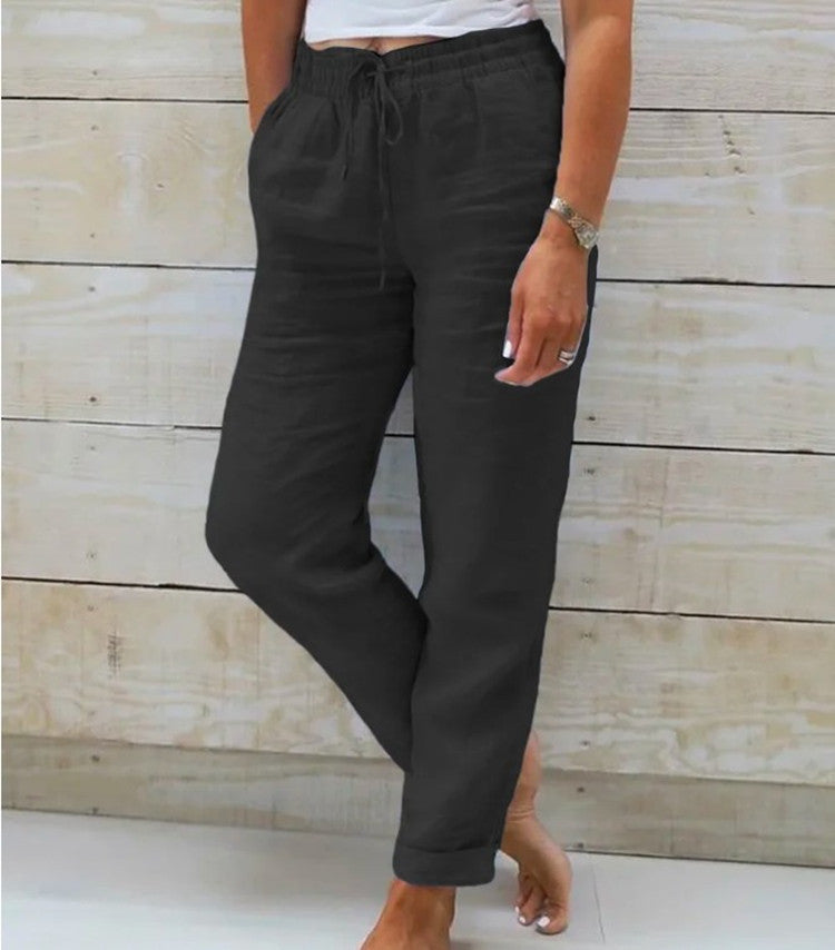 🌸Women's Elastic-Waist Cotton-Linen Casual Pants