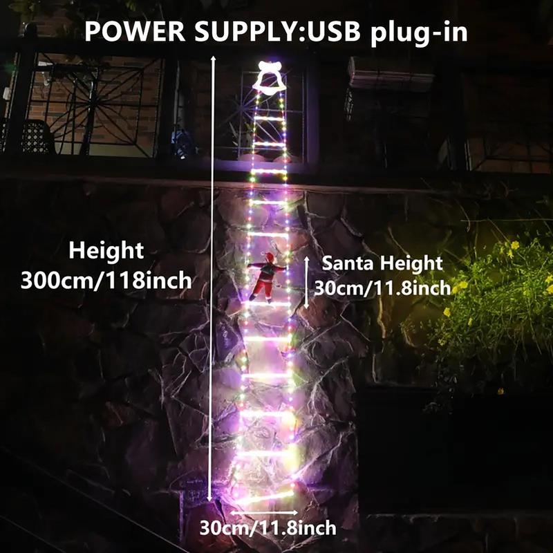 Christmas Decorative Ladder Lights With Santa Claus