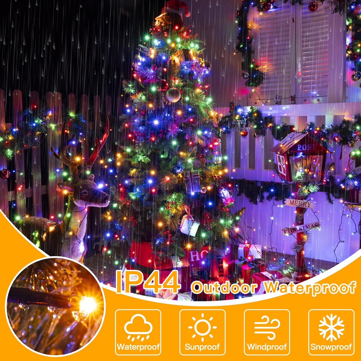 🎄Waterproof Christmas Tree Waterfall Lights With Ring