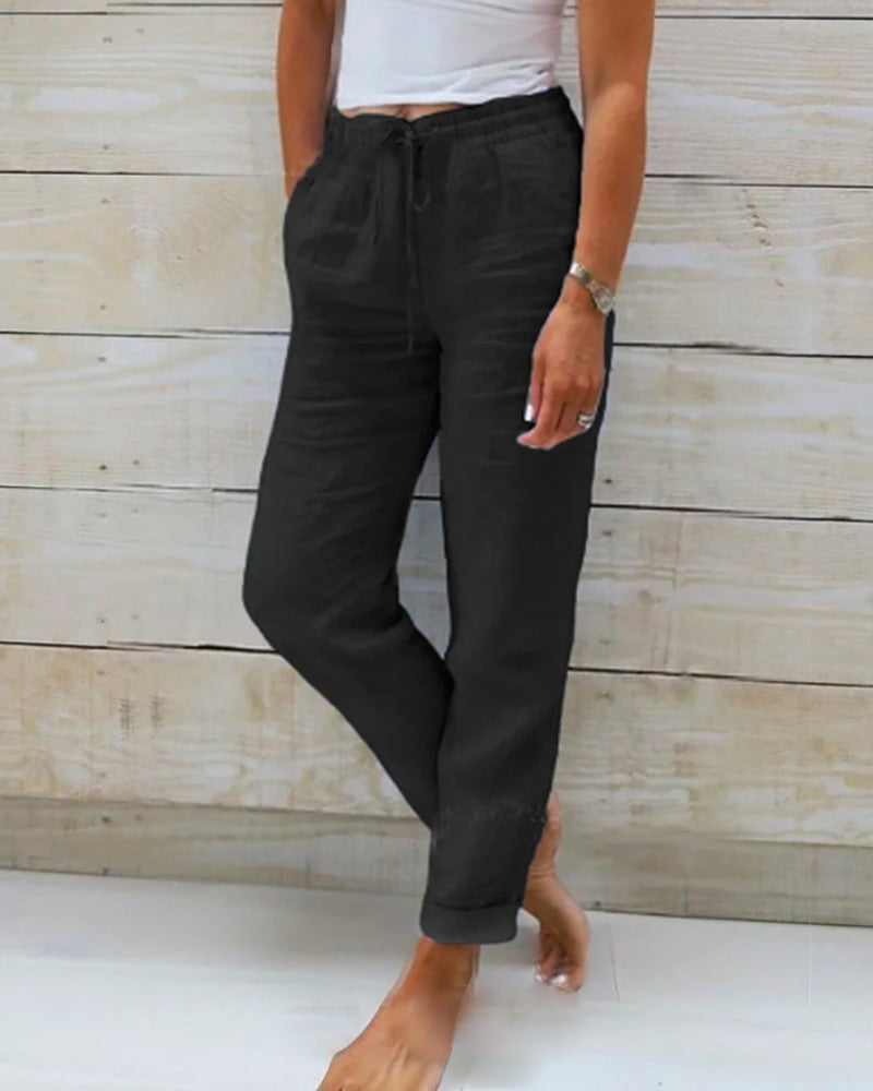 🌸Women's Elastic-Waist Cotton-Linen Casual Pants