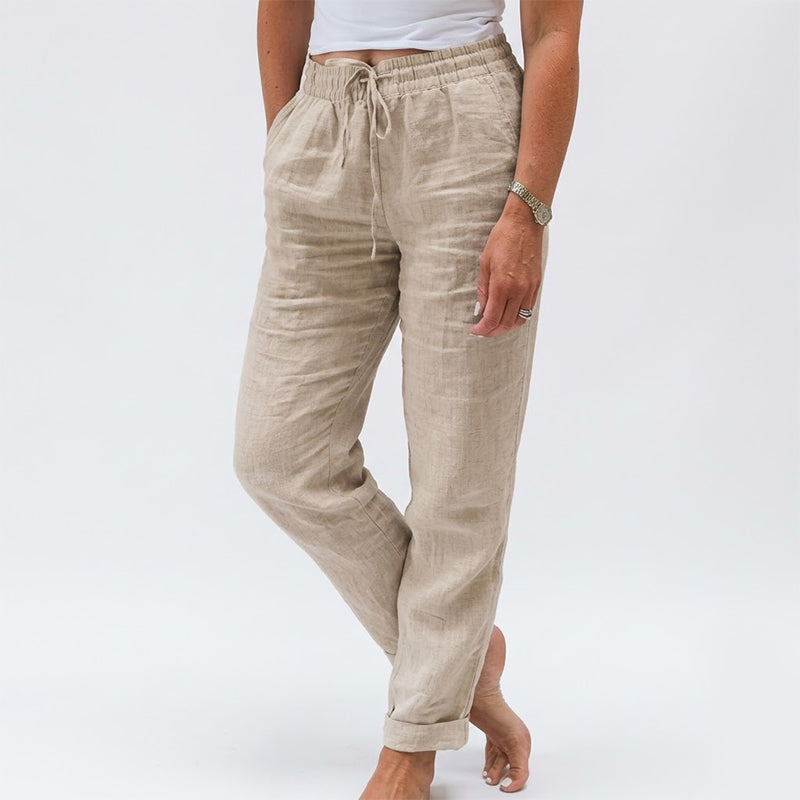 🌸Women's Elastic-Waist Cotton-Linen Casual Pants