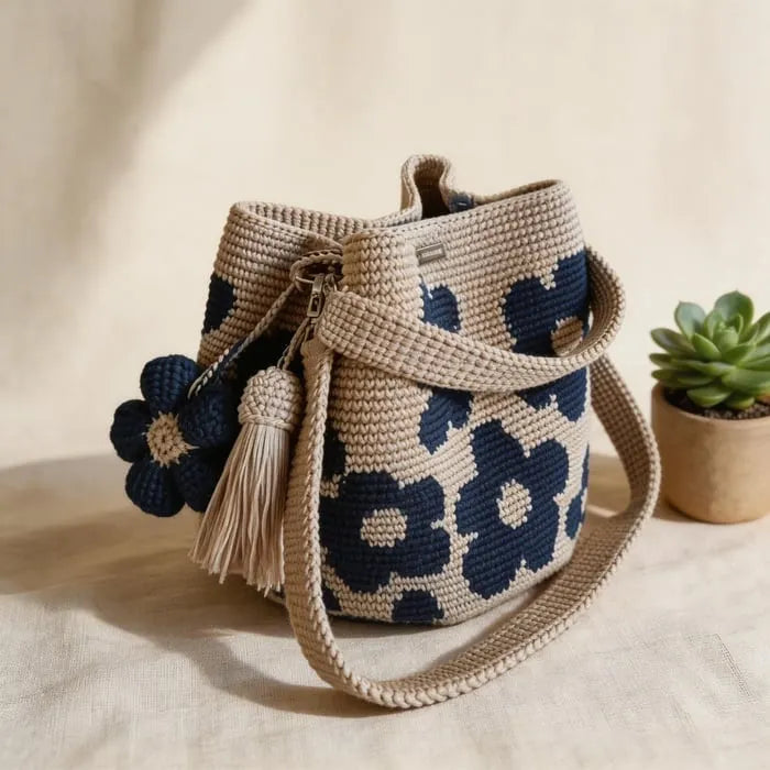🏆 Promozione 49% DI SCONTO🧵🌸Borsa tote all'uncinetto con fiori fatta a mano 🌼✨