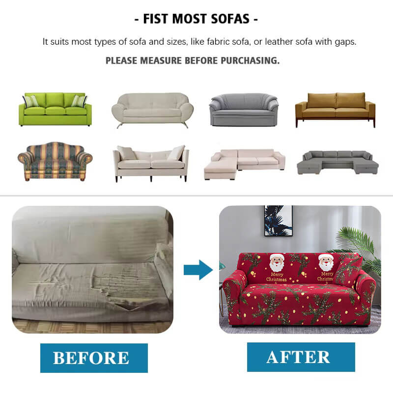 🎅Santa Claus Print Stretch Full-Cover Sofa Slipcover
