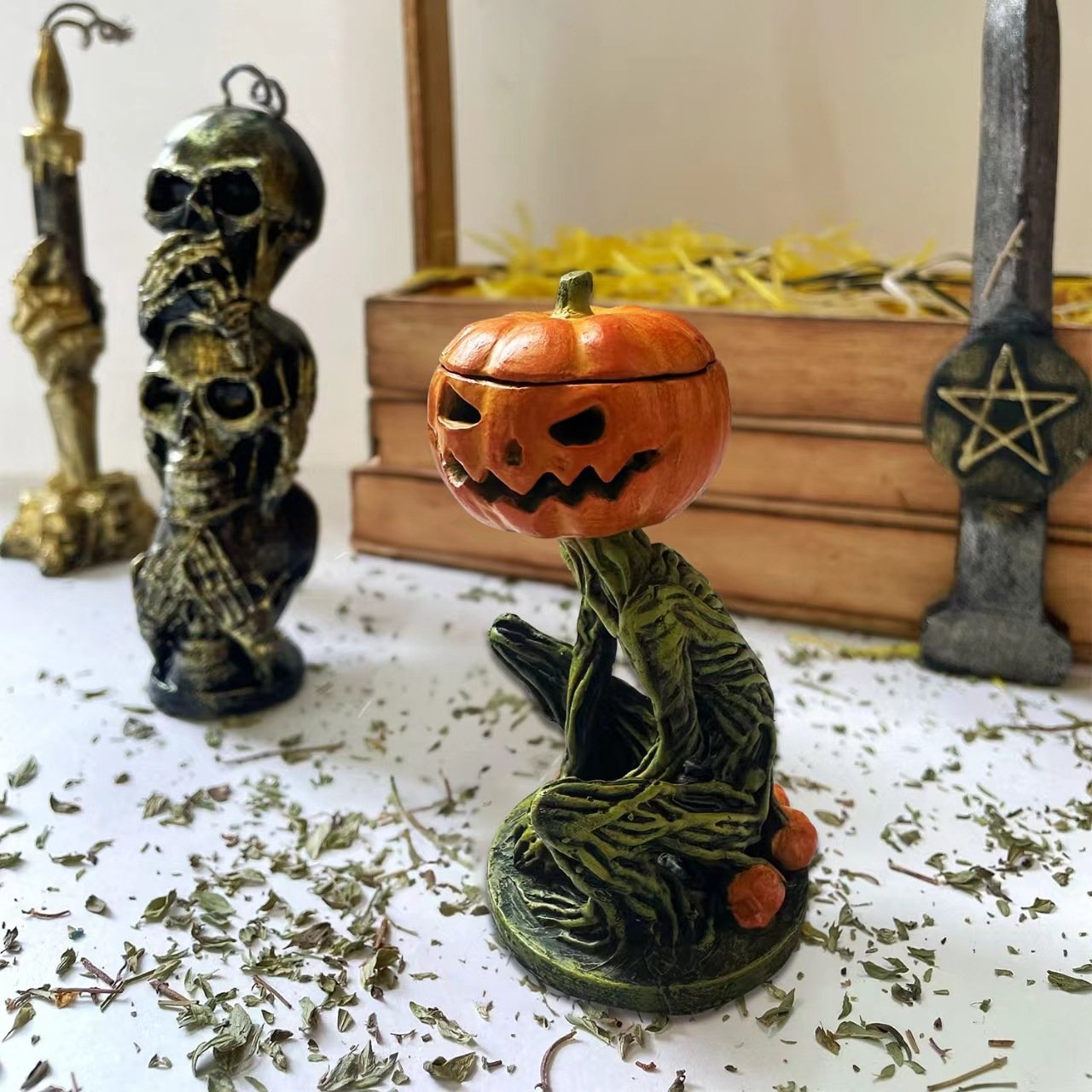 Halloween Scary Swamp Monster Pumpkin Head Ornament