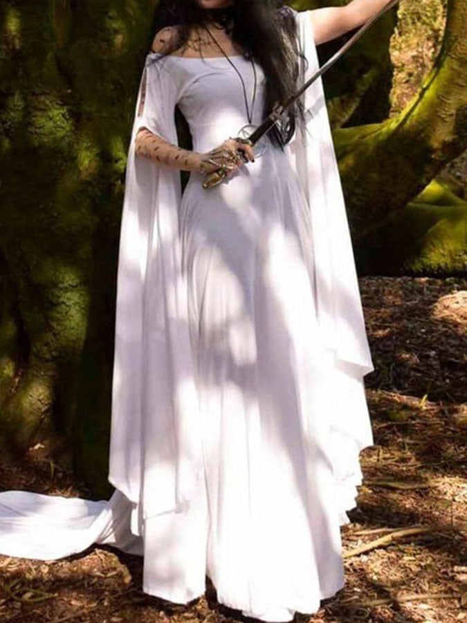 inostorTM-Halloween Long Sleeve Crew Neck Belt Ladies Dress