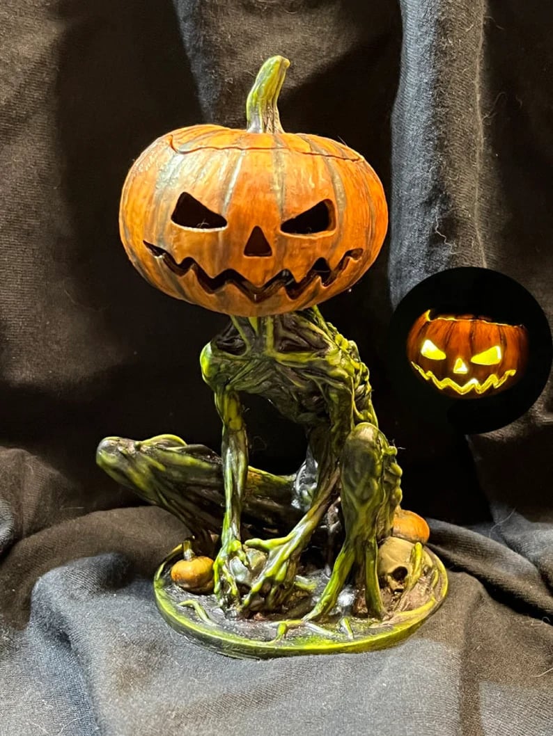 Halloween Scary Swamp Monster Pumpkin Head Ornament