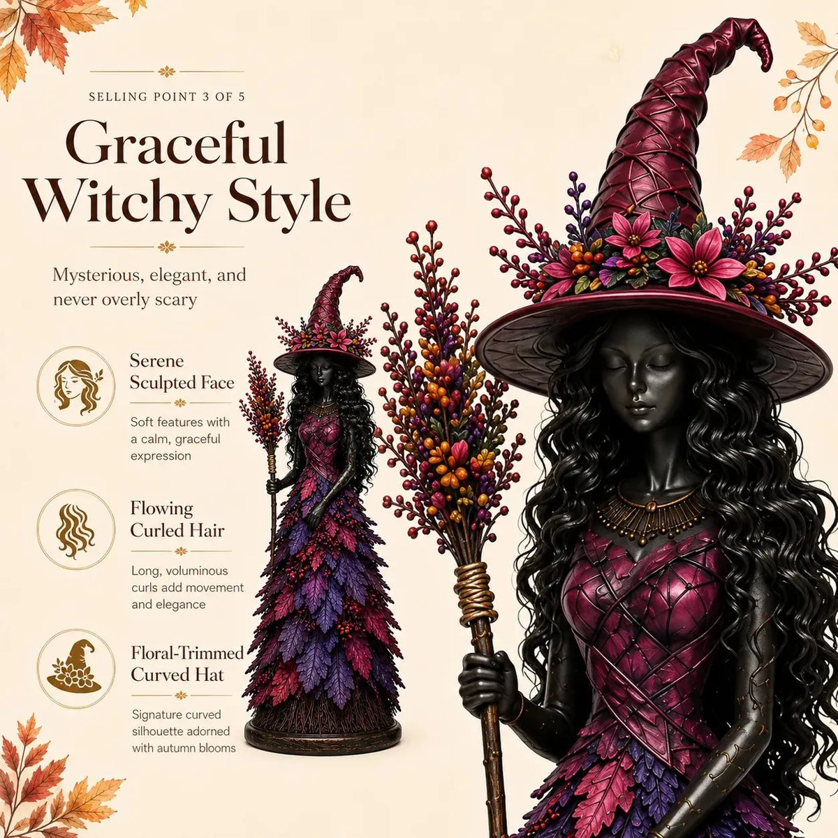 🪄🔮Cottagecore Fall Decor Idea - Magical Enchanted Witch Figurine
