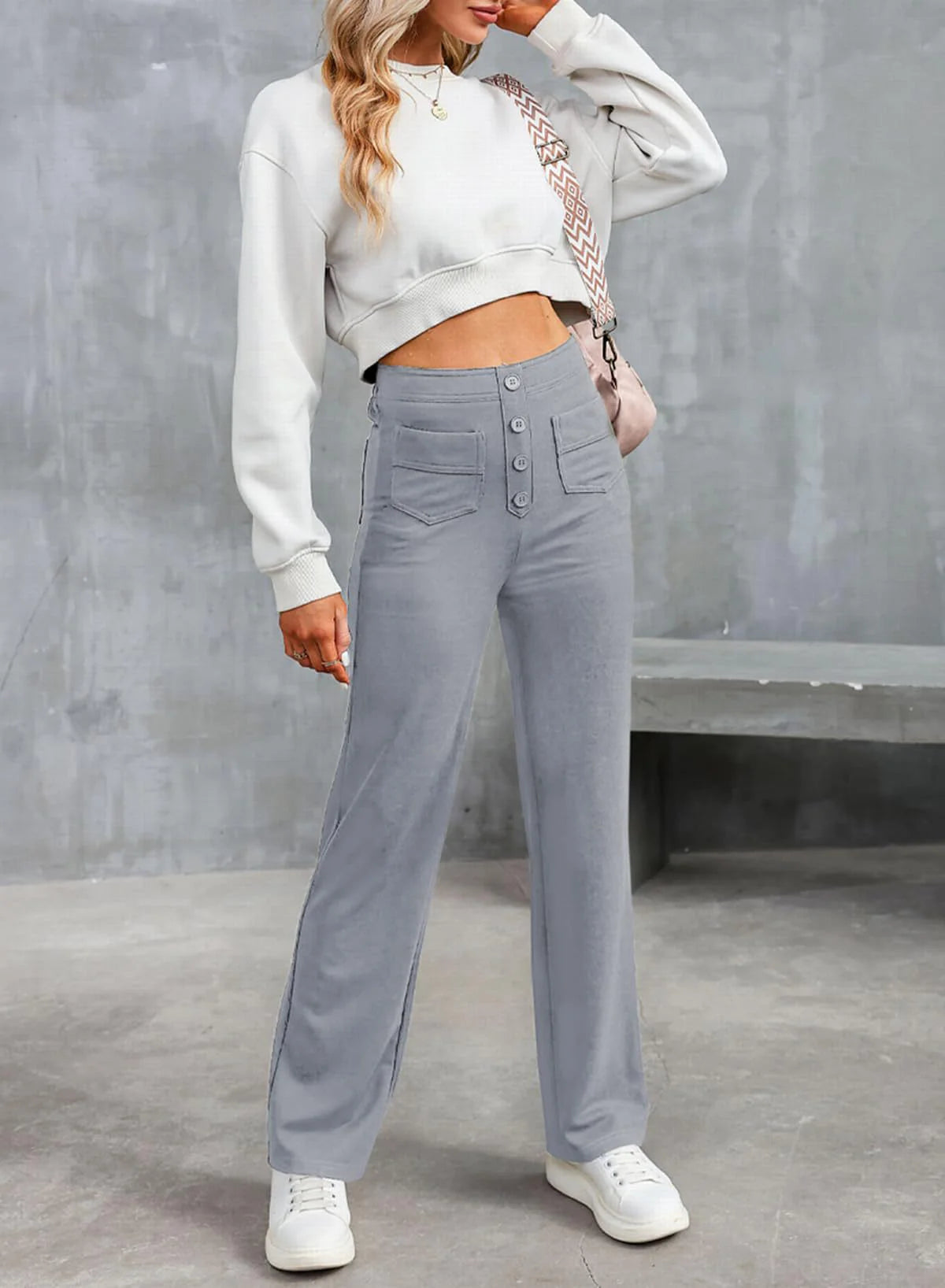 Multi-Pocket High Elastic Pants
