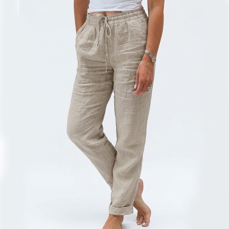 🌸Women's Elastic-Waist Cotton-Linen Casual Pants
