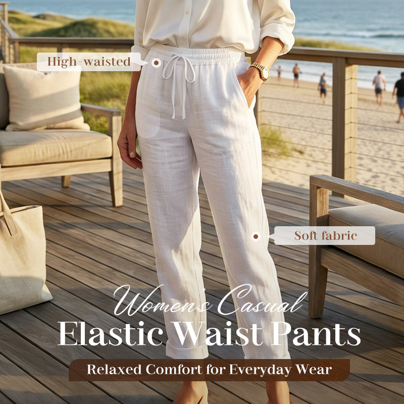 🌸Women's Elastic-Waist Cotton-Linen Casual Pants