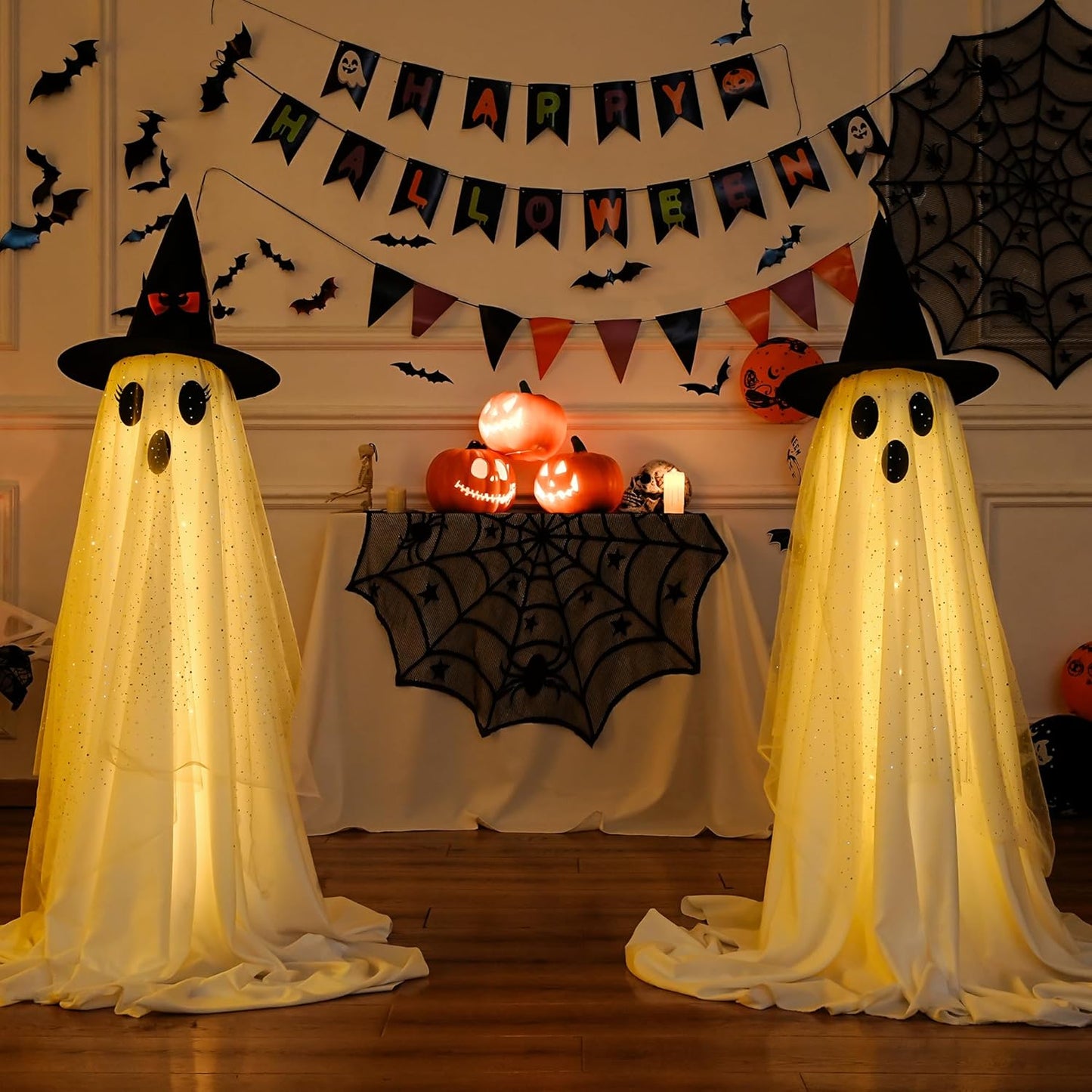 Halloween Spooky Ghost with String Lights(2 Packs)