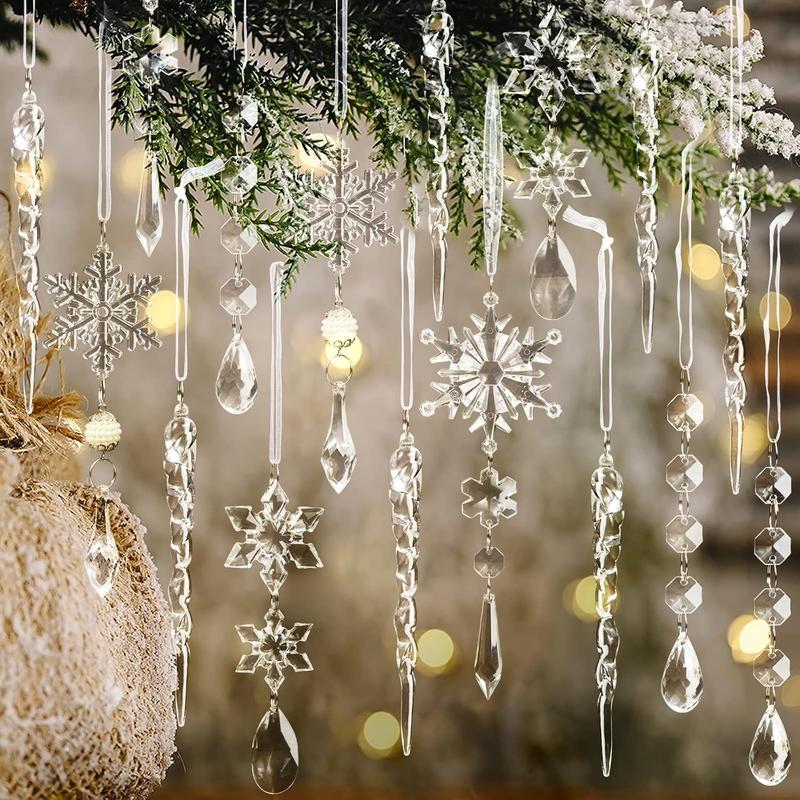 🎅Winter New Year Party Supplies Set - Crystal Snowflake Ornaments For Christmas Tree