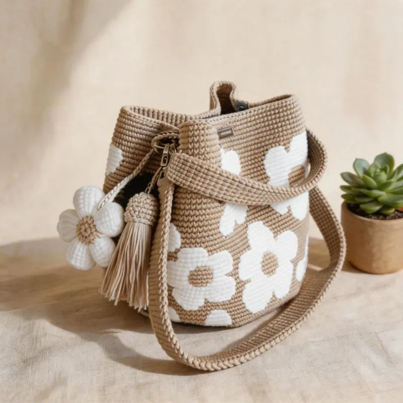 🏆 Promozione 49% DI SCONTO🧵🌸Borsa tote all'uncinetto con fiori fatta a mano 🌼✨