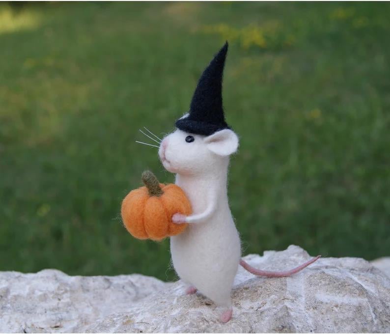 Handmade Great present Mouse With A Pumpkin