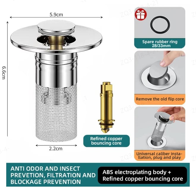 Lsolate Odor And Prevent Cockroaches-Stainless Steel Floor Drain Filter