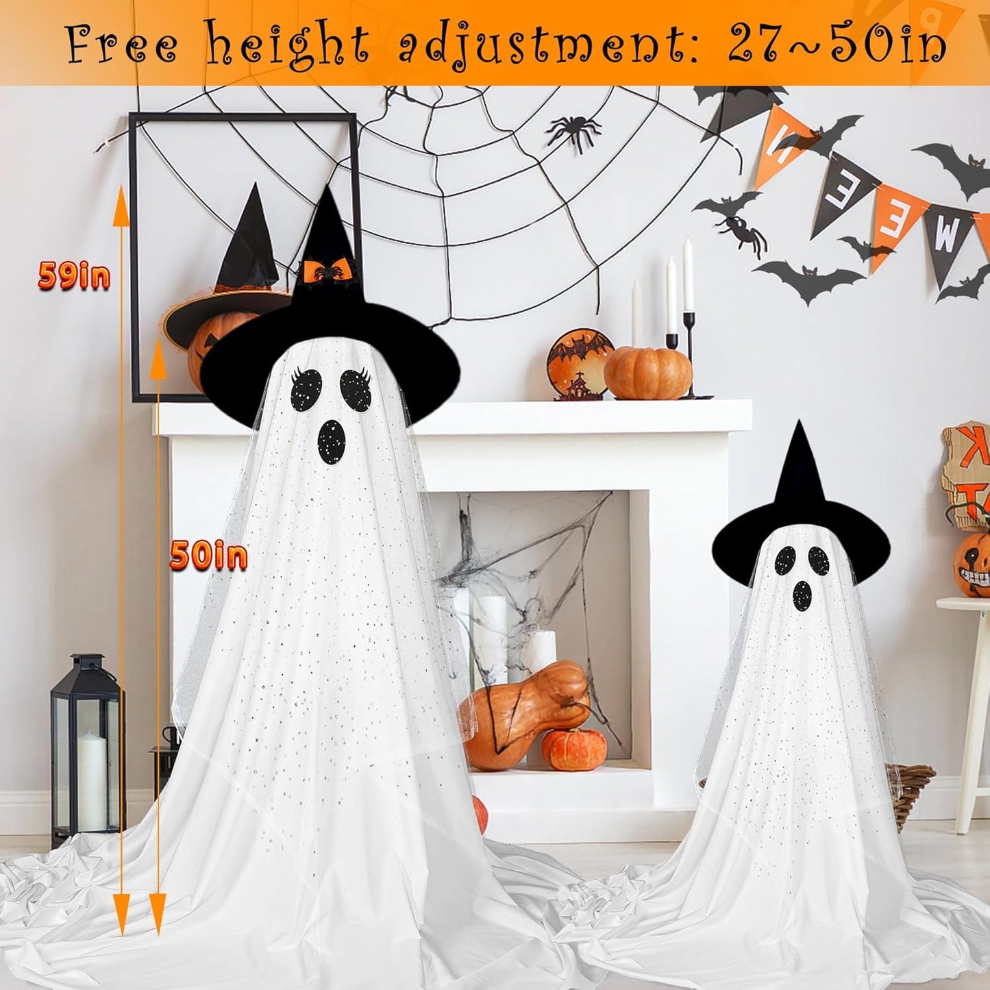 Halloween Spooky Ghost with String Lights(2 Packs)