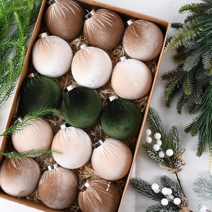 🎄15pcs Christmas Tree Ornaments Velvet Balls🎁