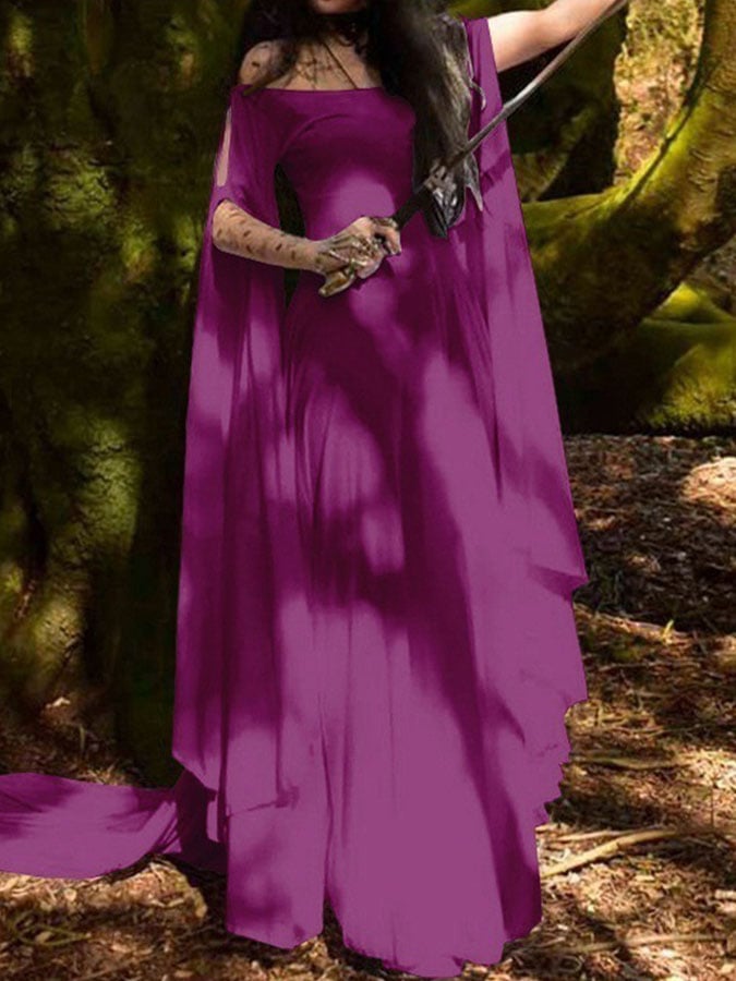 inostorTM-Halloween Long Sleeve Crew Neck Belt Ladies Dress