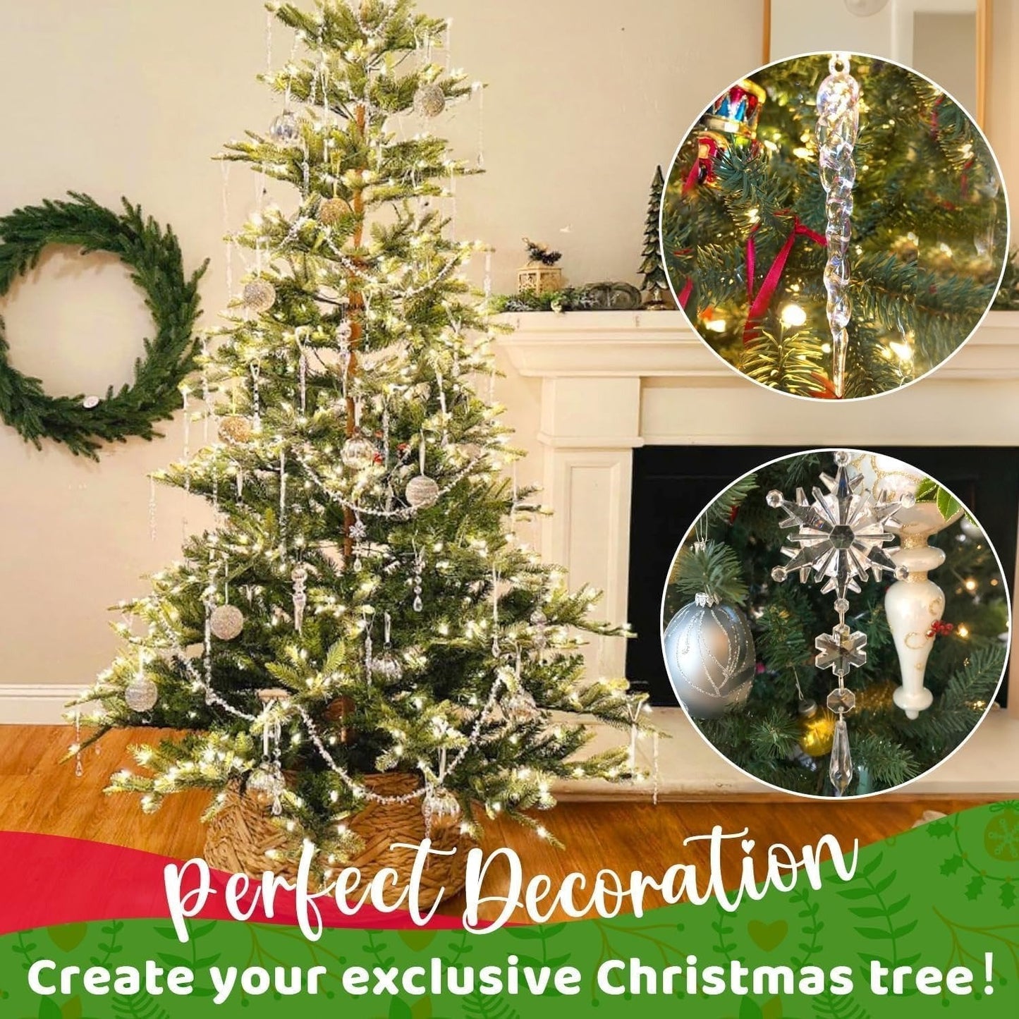 🎅Winter New Year Party Supplies Set - Crystal Snowflake Ornaments For Christmas Tree