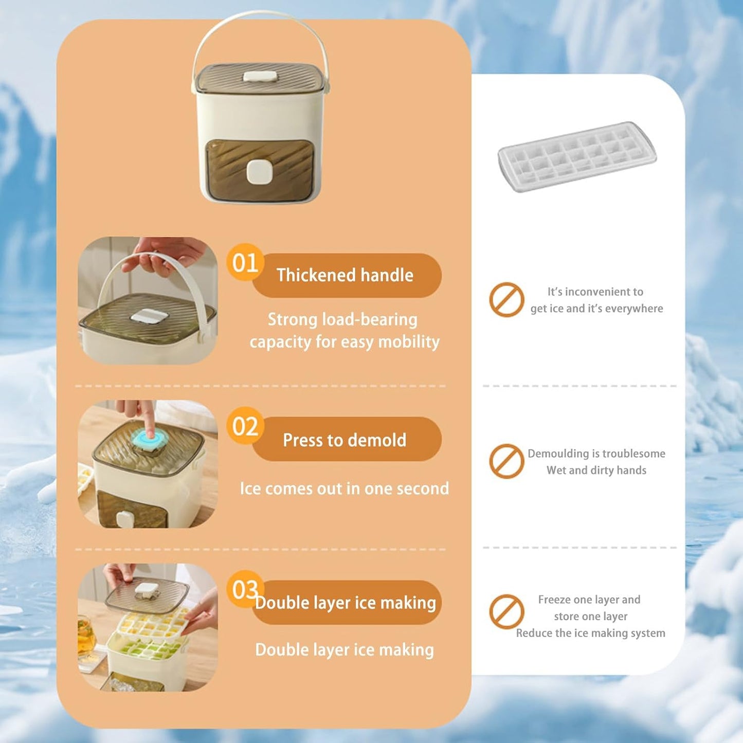 Ice Cube Tray With Lid And Storage Bin