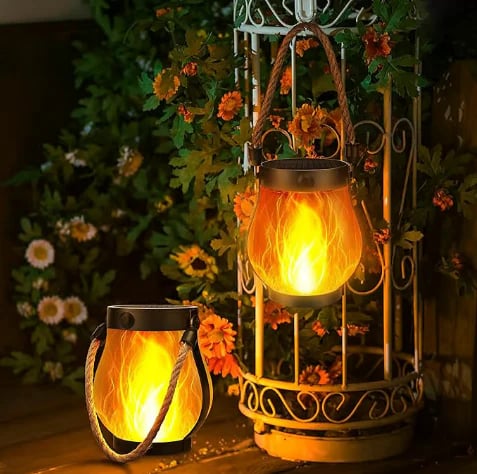 Dancing Flame Solar Lantern Outdoor Lights