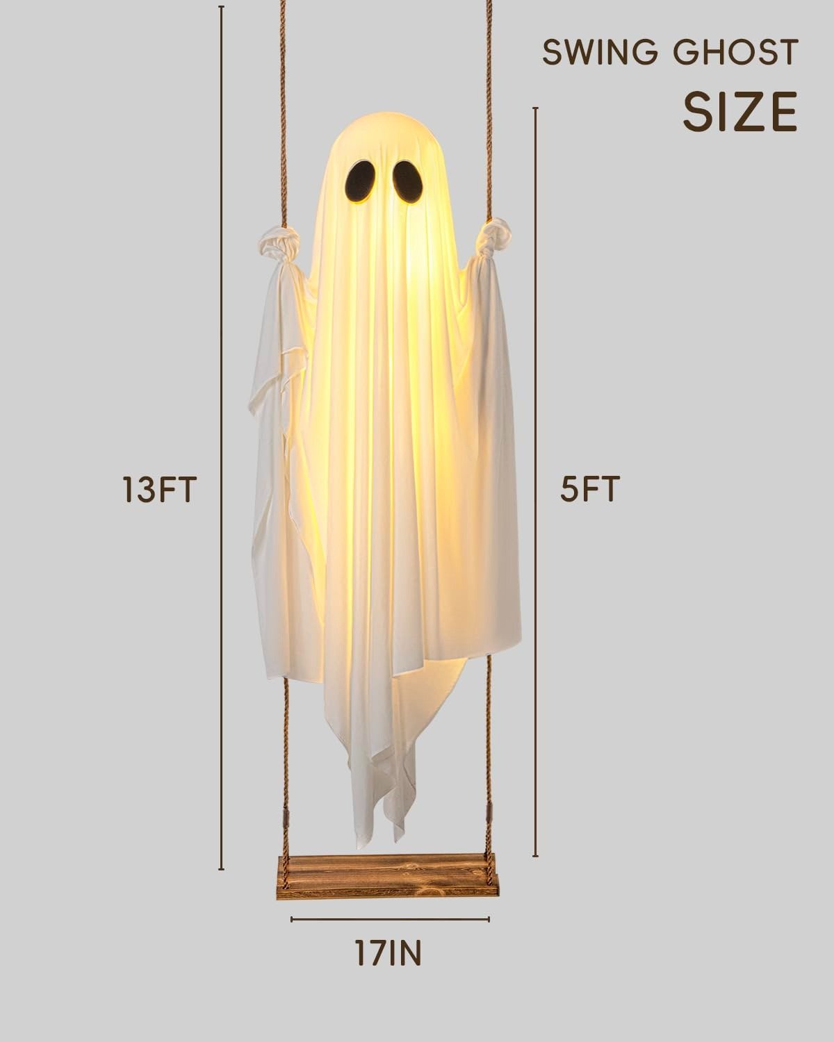 🔥Hanging Swing Ghost Halloween Decor with String Lights