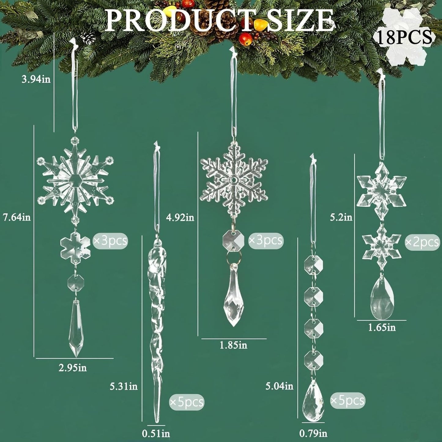 🎅Winter New Year Party Supplies Set - Crystal Snowflake Ornaments For Christmas Tree
