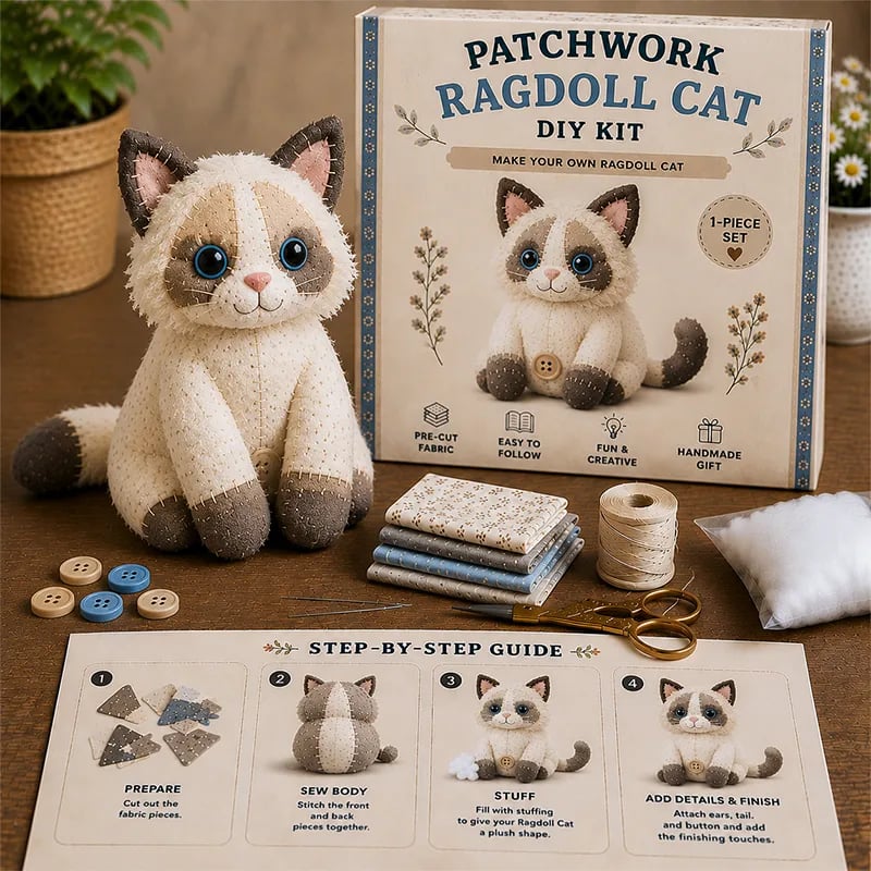 🧵Patchwork-Style Gnome DIY Kit – Create Your Own Adorable Animals