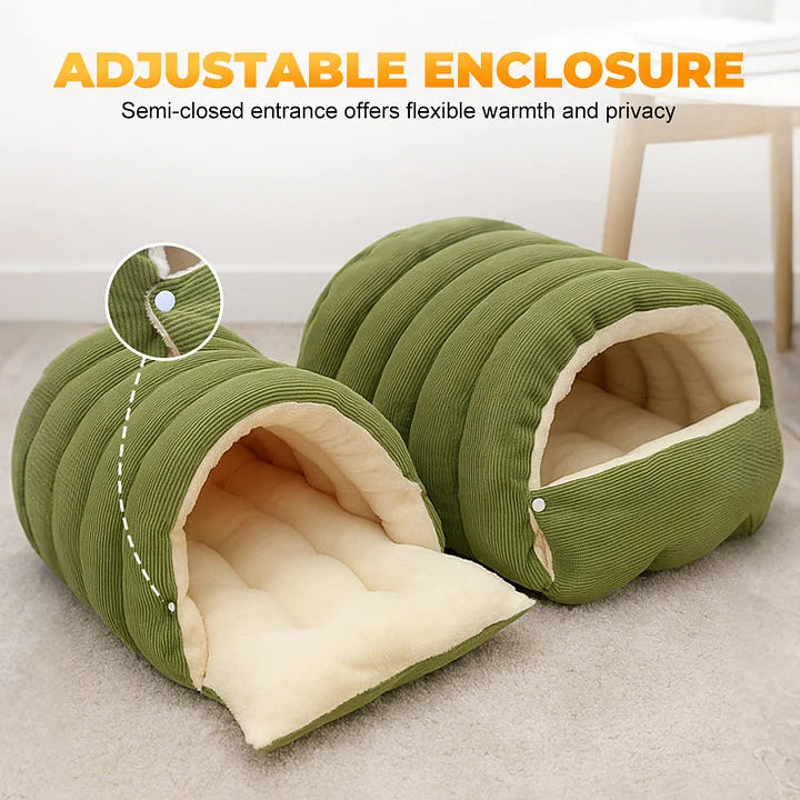🐾Plush Pet Cave - Ultra-Soft Warm Bed with Breathable Design for Cats & Small Dogs