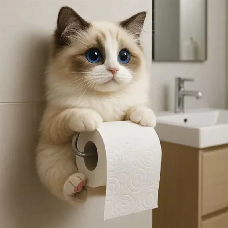🧻Wall Mount Cat Toilet Paper Holder🐾