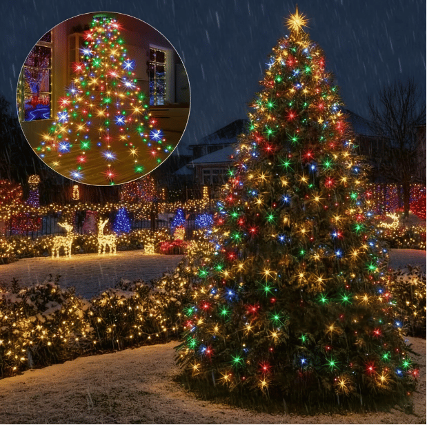 🎄Waterproof Christmas Tree Waterfall Lights With Ring